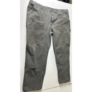 Carhartt 103334 029 Grey Double Knee Carpenter Pants 44x32 Relaxed Fit Stains